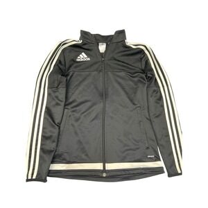 Adidas Women's Track Jacket Black‎ 3-Stripe Full Zip Climacool Size Large